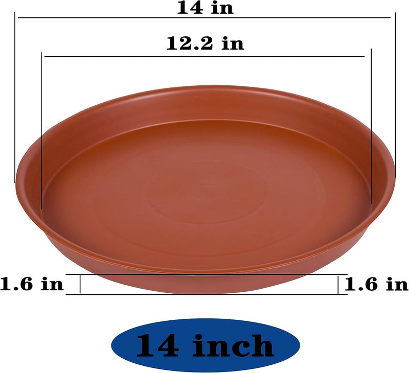 Bleuhome 4 Pack Plant Saucer, 13 14 16 18 inch Heavy Duty Plastic Plant Saucer Round, Plant Tray for Pots, Flower Plant Saucers for Indoors, Plant Trays for Planter 12-15" (14 inch, Terracotta) - Image 2
